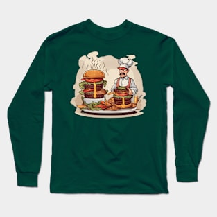 BBQ Fervor Aggressively Grilling Burgers Long Sleeve T-Shirt